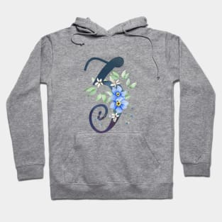 Floral Monogram Z Wild Blue Flowers Hoodie